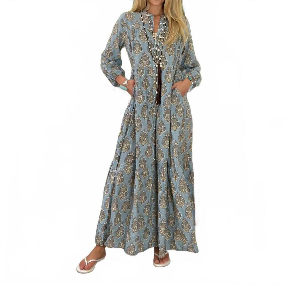 NEW JUST DARVINY boho long maxi dress in bahama blue